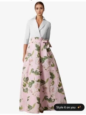 Wear your Love Rosette-Print Pink wrap maxi dress new with tags
